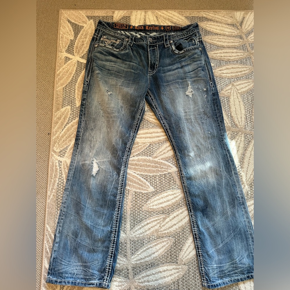 Rock Revival Emmet Straight Men’s Blue Jeans 40